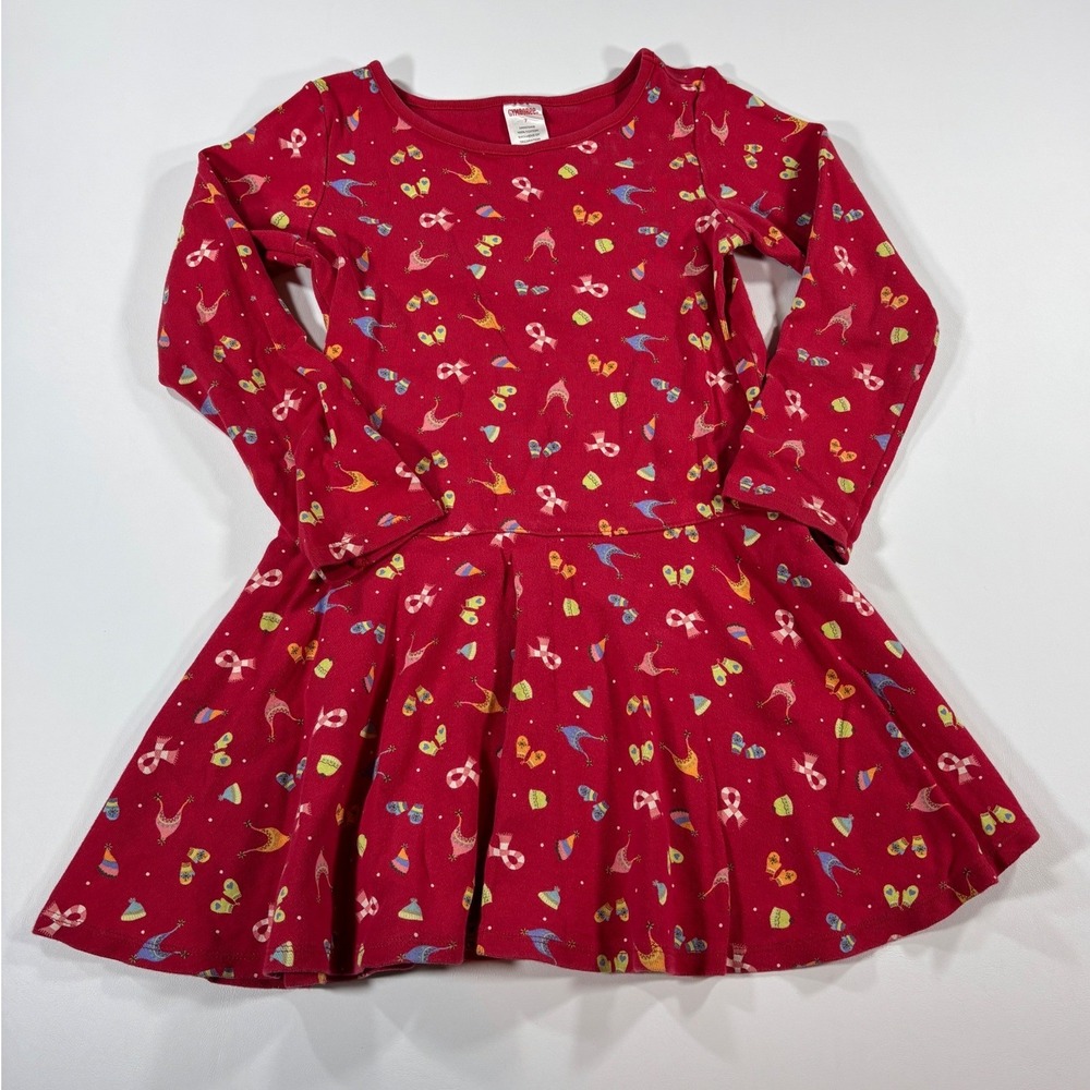 Vintage 2005 Gymboree Dress Sugar & Spice Winter Hat Mitten Print Girls 7
